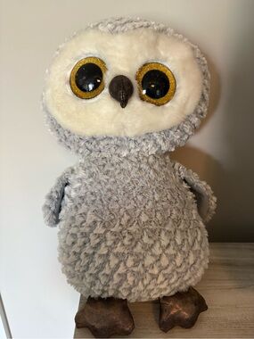 TY Beanie Boos Owlette Owl Plush Big Eyes Gray 18” 2017
